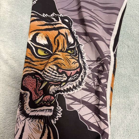 Meerkatsu Tights Midnight Tiger Print Grey Orange Black Wonderful Illustration - Picture 5 of 13
